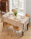 Botanical print linen tablecloth