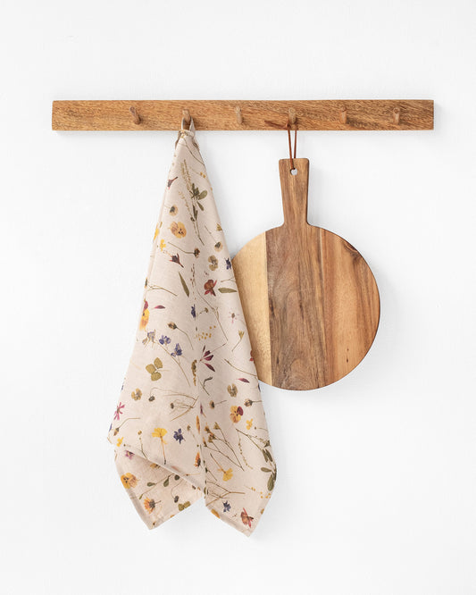Linen tea towel in Botanical print
