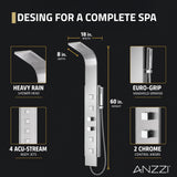 VISOR Series 60 in. 4-Jetted Full Body Shower Panel System with Heavy Rain Shower and Spray Wand in Brushed Steel