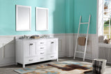 ANZZI Chateau 60" Double Vanity Set (36" H), Handmade Wood Cabinet, Carrara Marble Countertop, Soft-Close Storage, Paladin Protection Finish, Multiple Cabinet Colors