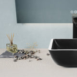 Solstice Square Glass Vessel Bathroom Sink with Matte Black Finish