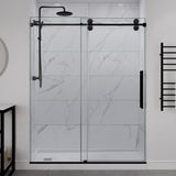 ANZZI 60 in. x 76 in. Frameless Sliding Shower Door, 3/8" TSUNAMI GUARD Glass, Exposed Rollers and RHINO ALLOY Hardware