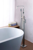ANZZI Yosemite Floor Mount Tub Filler (44.5" H), 2-Handle Control, 60" Hand Sprayer, Solid Brass, cUPC Certified, Various Finishes