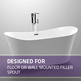 Eft Series 67 in. x 31 in. Flat Bottom Acrylic Freestanding 56 Gallon Soaking Bathtub with Center Drain in Glossy White