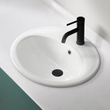 Luna Series 19 in. Ceramic Drop-in Oval Bathroom Sink Basin in White