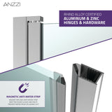 Lancer Series 29 in. x 72 in. H Hinged Semi-Frameless Shower Door with Tsunami Guard Tempered Glass