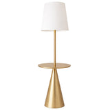 Celestial Modern Floor Lamp with Brass Accent Table with Large White Shade