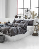 Charcoal gray linen duvet cover