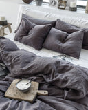 Charcoal gray linen duvet cover