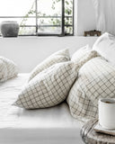 Charcoal grid linen duvet cover