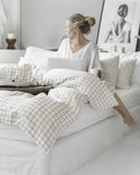 Charcoal grid linen duvet cover set (3 pcs)