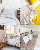Charcoal grid linen duvet cover set (3 pcs)
