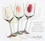 Colored Crystal Wine Glass Set of 6, Large Stemmed 12 oz