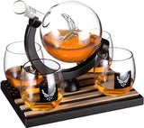 Airforce Whiskey Decanter Set with 4 Liquor Glasses