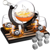 U.S. Navy Globe Whiskey Decanter Set with 4 Liquor Glasses