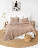 Cinnamon gingham linen fitted sheet