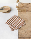 Cinnamon gingham linen napkin set of 2