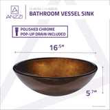 Posh Series Deco-Glass Vessel Sink in Amber Gold