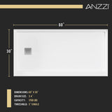 ANZZI Alexander 60" x 30" Alcove Shower Pan, Compression Molded ANR Material (3X Impact Resistant), Low Threshold, Stainless Steel Drain Cover
