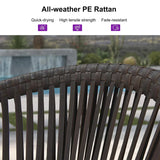 PURPLE LEAF Counter Stools Bar Stools Rattan Bar Stools Wicker Bar Chairs Woven Aluminum Barstools with Back and Cushions