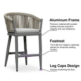 PURPLE LEAF Counter Stools Bar Stools Rattan Bar Stools Wicker Bar Chairs Woven Aluminum Barstools with Back and Cushions