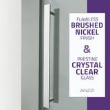 Stellar Series 76 in. x 57-60 in. Sliding Frameless Shower Door with Alcove Center Drain Shower Base - Multiple Finishes