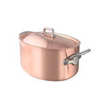 Mauviel M'Heritage M'150 S Copper Oval Stewpan With Lid, Cast Stainless Steel Handles, 7.2-Qt