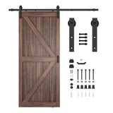 Skocjan Series 36 in. x 84 in. Rustic Wood Finish MDF Interior Sliding Barn Door with Hardware Kit in Matte Black