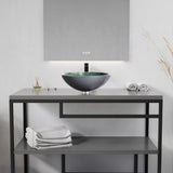 Belissima Round Glass Vessel Bathroom Sink with Stellar Grey Finish