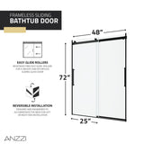 Stellar Series 45 to 48 in. x 76 in. Sliding Frameless Shower Door with Tsunami Guard Tempered Clear Glass
