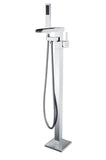 ANZZI Union Floor Mount Tub Filler (41" H), 2-Handle Control, 60" Hand Sprayer, Solid Brass, cUPC Certified, Various Finishes