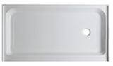 Tiers Base Series 36 in. L x 60 in. W Alcove Shower Shower Pan Base with Right Drain in Glossy White Marine Acrylic