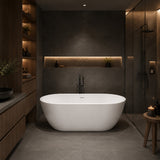 ANZZI Mone Series 67" L Freestanding Soaker Tub with Elegant Contemporary Design, Durable Acrylic Construction, and Built-in Overflow, Glossy White