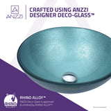 Posh Series 17 in. Bathroom Vessel Sink with Scratch-Tough and Stain-Resistant Non-Porous Surface in Coral Blue Glass