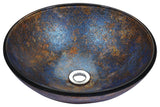 Stellar Series 17 in. Round Bathroom Vessel Sink in Stellar Burst Finish Glass with Polished Chrome Pop-Up Drain