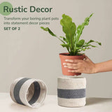 Jute Planters with Lining, Grey & White, 6.5", Set of 2 (16 Units)
