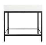 ANZZI Ventura 36" Console Sink (36" W x 28" H), Gel-Coated Resin Countertop, Stainless Steel Frame, Integrated Sink & Tempered Glass Shelf