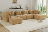 CORDELIA 151" 4-Seater High Armrest Sofa with 2 Ottomans