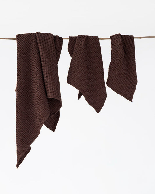 Dark chocolate waffle towel set (3 pcs)