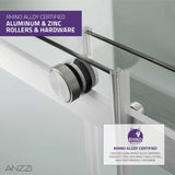 Stellar Series 76 in. x 57-60 in. Sliding Frameless Shower Door with Alcove Center Drain Shower Base - Multiple Finishes
