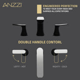 ANZZI Angular 8" Widespread Bathroom Faucet, Low Arc Spout (4.53" H), 2-Handle Brass Construction, 1.2 GPM Water-Saving, Rhino-Alloy Certified, Various Finishe