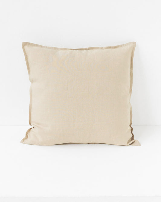 Deco pillow cover with buttons in Natural linen