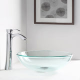 Etude Series 17 in. Bathroom Vessel Sink with Scratch-Tough and Stain-Resistant Non-Porous Surface in Clear Glass