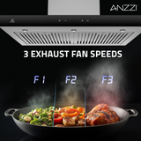 ANZZI 36-Inch 600 CFM 3-Speed Stainless Steel Wall Mount Convertible Residential Range Hood with LED Lamp