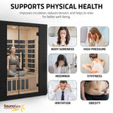 3-Person Infrared Heater Indoor Sauna With Red Light Therapy, Chromotherapy Lights, WiFi Control, Black Canadian Hemlock