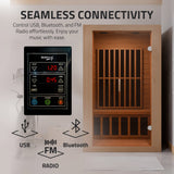 Viti 2- Person Indoor Hemlock Wooden Carbon FAR Infrared Home Sauna Room with LED Touch Control Panel and Heater