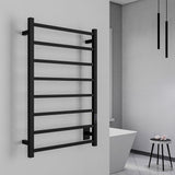 ANZZI Bell Series 8-Bar Wall Mounted Towel Warmer (23.6" L x 36.25" H), Dual Installation, Digital Control Panel, Rhino Alloy Certified Stainless Steel