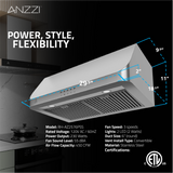 ANZZI 30-Inch 450 CFM 3-Speed Stainless Steel Under Cabinet Convertible Residential Range Hood with LED Lamp