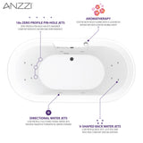 Sofi Series 67 in. L x 34 in. W Acrylic Combination 50 Gallon Capacity Freestanding Bathtub with Center Drain in White