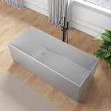 Palace Series 67 in. x 32 in. Flat Bottom Solid Surface Freestanding Soaking Bathtub with Reversible Drain in Slate Gray